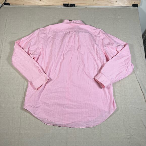 Y2K Polo Ralph Lauren Mens XL Long Sleeve Pink Checkered Button Down - Picture 3 of 7